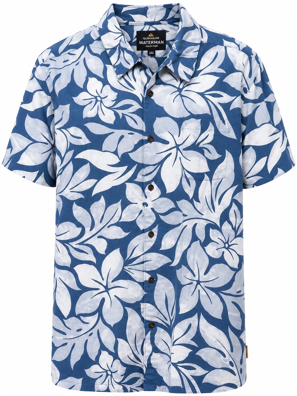 NWT Quiksilver Waterman Men’s 2XL Wave Blue Floral Aloha Hawaiian Shirt